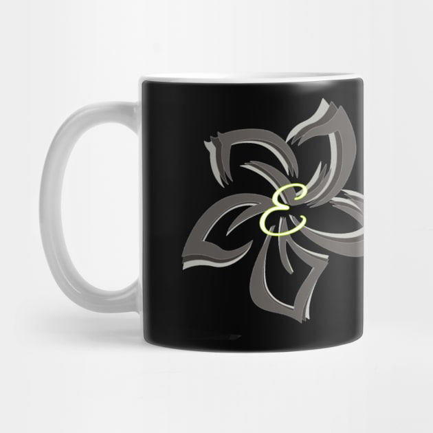 The letter E on a tribal plumeria by junochaos